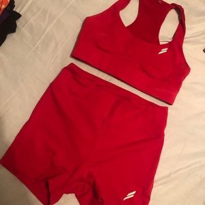 Do you even red shorts and bra set